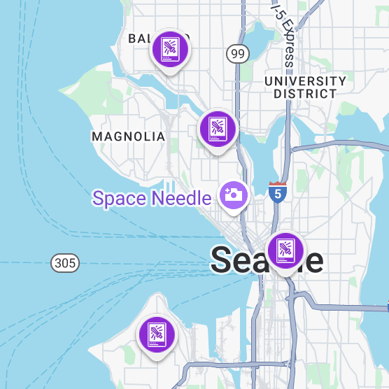 Map with retail shop pins